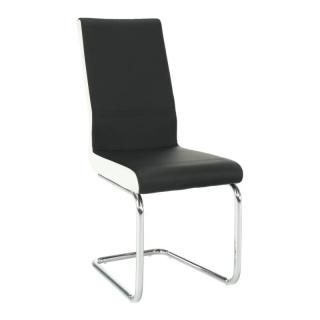 Moderná stolička v čiernej ekokoži s bielymi bokmi (k182191)