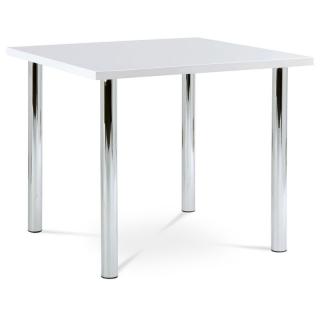 Moderný jedálenský stôl biely vo vysokom lesku s chrómovými nohami
