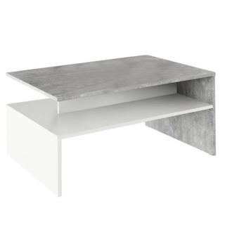 Moderný konferenčný stolík s poličkou, betón/biela (k238027)