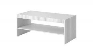 Moderný konferenčný stolík s policou, biely mat (n230889)