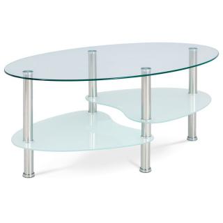 Moderný konferenčný stolík so sklom, polička mliečne sklo