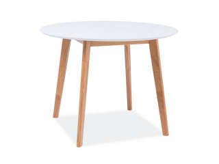 Moderný okrúhly jedálenský stôl z MDF dosky 100, biela/dub