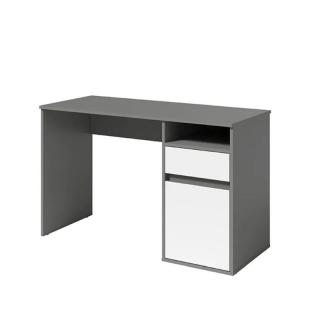 Moderný PC stôl, tmavosivá-grafit/biela (k237422)