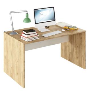 Moderný PC stôl z kvalitnej DTD, dub artisan/biela, 140cm
