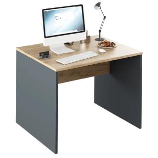 Moderný PC stôl z kvalitnej DTD, grafit/dub artisan, 100cm