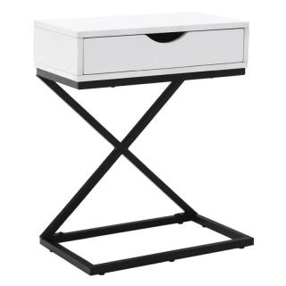 Moderný príručný/nočný stolík, biela/čierna (k275076)