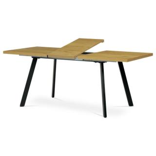 Moderný rozkladací jedálenský stôl, 3D dekor divoký dub, kovové nohy