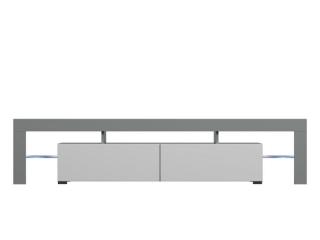 Moderný RTV stolík s dvomi výklopnými dvierkami 200, sivý mat-biely vysoký lesk-sivý mat