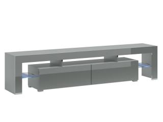 Moderný RTV stolík s dvomi výklopnými dvierkami 200, sivý mat-sivý vysoký lesk-sivý mat