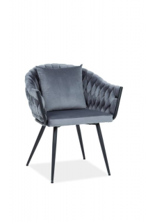 Módna jedálenská stolička-kreslo, čierny mat/Sivá (n201620)