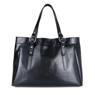 Módna kožená kabelka v čiernej farbe (V8602-CIE)