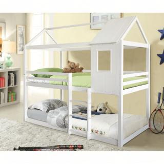 Montessori poschodová posteľ biela, 90x200 (k238744)