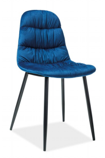 Nadčasová stolička čalúnená látkou, čierna/modrá (n148001)