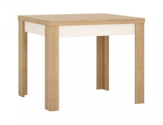Nadčasový jedálenský stôl 90-180, dub riviera jasny/biely lesk