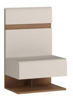 Nadčasový nočný stolík so zásuvkou, biela-biely lesk-dub truflowy