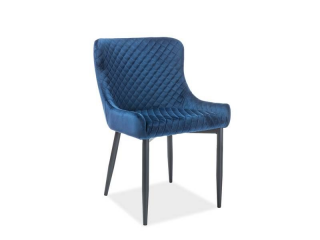 Nádherná jedálenská stolička-kreslo, čierny mat/modrá
