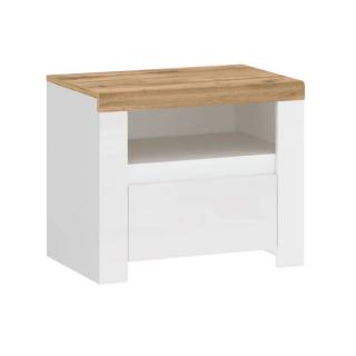 Nočný stolík, biely lesk-dub wotan (k352392)