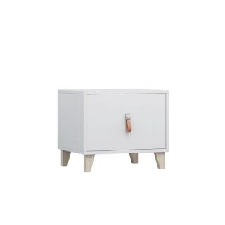Nočný stolík s moderným jednoduchým dizajnom, biely