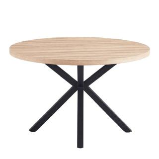 Okrúhly industriálny jedálenský stôl, dub sonoma/čierna