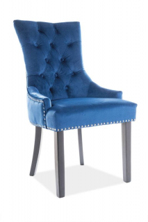 Originálna jedálenská stolička-kreslo, čierna/modrá
