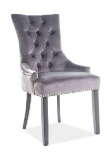 Originálna jedálenská stolička-kreslo, čierna-sivá tap.