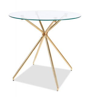 Originálny jedálenský stôl okrúhly, zlatá/číra (n171684)