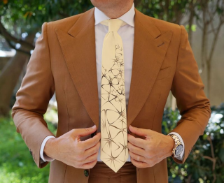 Pánska kravata zo 100% hodvábu - Big bang cream (VVLMK015)