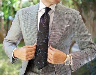 Pánska kravata zo 100% hodvábu - Colours black (VVLMK017)