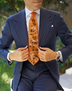Pánska kravata zo 100% hodvábu - Copper roses (VVLMK06)