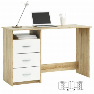 PC stôl jednoduchým dizajnom, dub sonoma/biela (k42389)