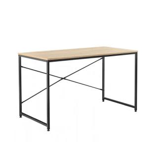 Písací stôl s kovovou konštrukciou, dub/čierna, 90x60 cm