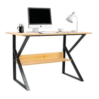 Písací stôl s policou, buk/čierna, 100 cm (k277516)