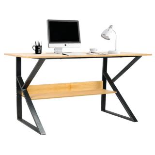 Písací stôl s policou, buk/čierna, 140 cm (k277520)