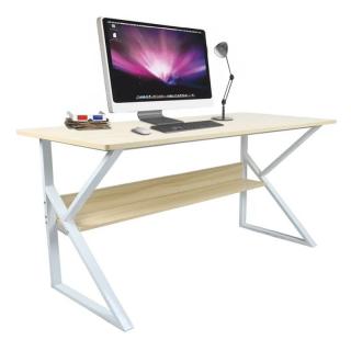 Písací stôl s policou, dub prírodný/biela, 140 cm (k277519)