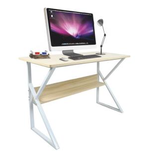 Písací stôl s policou, dub prírodný/biela, 80 cm (k277514)