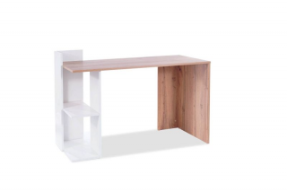 Písací stôl v jednoduchom dizajne 001, dub wotan/biely mat