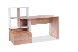 Písací stôl v jednoduchom dizajne 003, dub wotan/biely mat