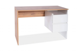 Písací stôl v jednoduchom dizajne 004, dub wotan/biely mat