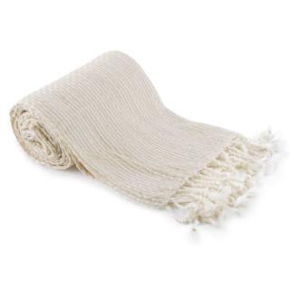 Pletená deka so strapcami, béžová/vzor, 150x200 cm (k304153)