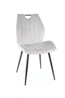 Pohodlná moderná jedálenská stolička, látka svetlo sivá
