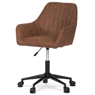 Pracovná stolička, hnedá vintage látka, výškovo nastaviteľná