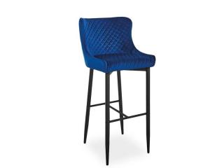 Praktická barová stolička čalúnená kvalitnou látkou modrá
