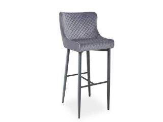 Praktická barová stolička čalúnená kvalitnou látkou sivá