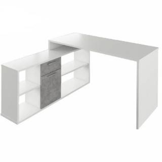 Praktický rohový písací stôl univerzálny, biela/betón