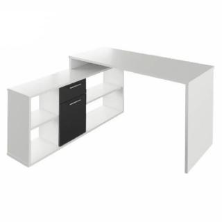 Praktický rohový písací stôl univerzálny, biela/čierna