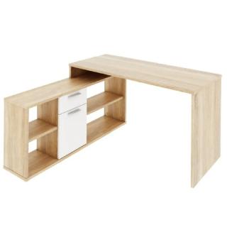 Praktický rohový písací stôl univerzálny, dub sonoma-biela