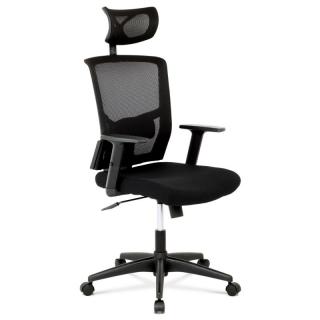 Priedušná kancelárska stolička s výškovo nastaviteľnými opierkami čiernej farby