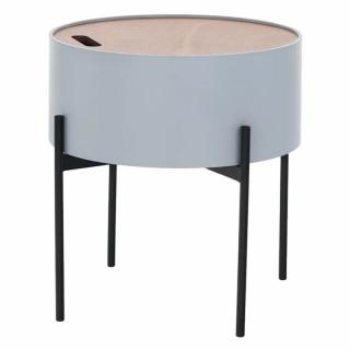 Príručný stolík s úložným priestorom, sivá/prírodná/čierna