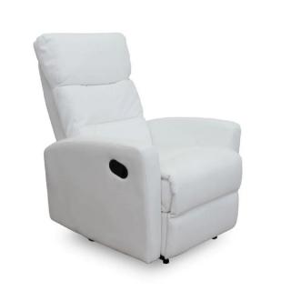 Relaxačné kreslo s podnožkou v ekokoži bielej  (k127850)