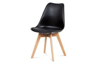 Retro jedálenská stolička čiernej farby s tvarovaným plastovým sedadlom - posledné 4 ks